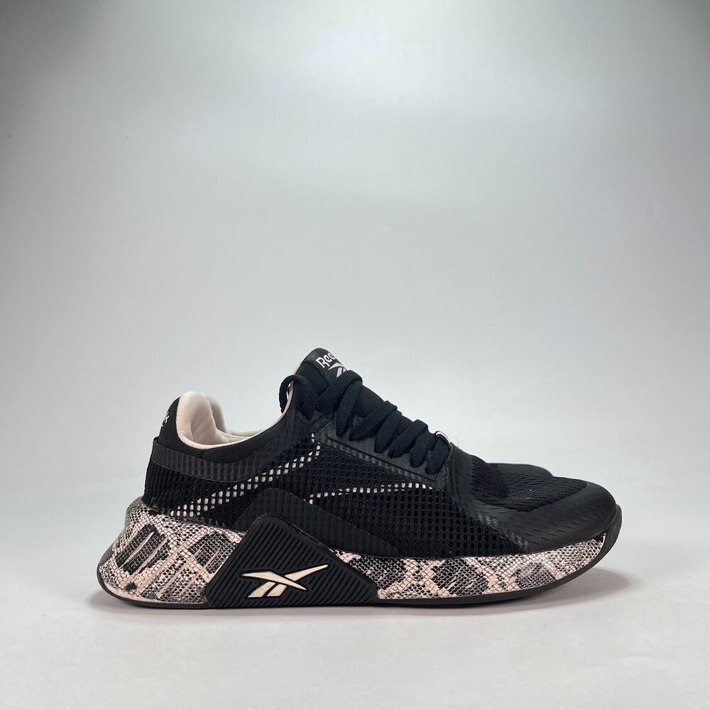 Reebok Flashfilm Train 2.0 Black Pink Snakeskin Training Shoes Women's Size 6.5